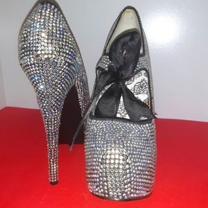 Bordello Teeze crystal encrusted heels